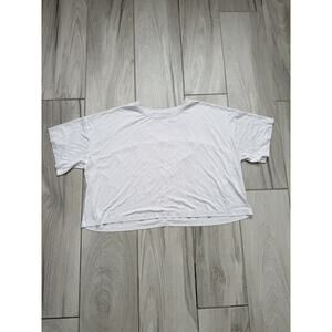 Lululemon All Yours Cropped Short Sleeve T-Shirt White Size M L Pima Cotton BZ